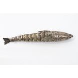 Continental white metal container in the form of an articulated fish,