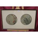 Wu Tiansheng & Luo Yuxian (19th century) ink and colour on paper - Two Roundels - Blossoming