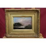 John Brook Hart (1830 - 1916), oil on board - Martlesham Creek, in gilt frame, label verso,