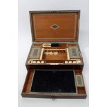 19th century rosewood and Vizagapatam sewing / writing box,