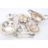 Mixed selection of miscellaneous Victorian and 20th century silver - including sauce boat,