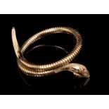 Gold (9ct) snake bangle,