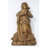 17th century, or earlier, carved and gilded oak figure in high relief,