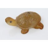 Carved agate turtle with naturalistically carved body and shell,