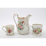 19th century Coalport jug painted with flowers and name 'William Thomas Parslow,
