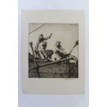 Arthur John Trevor Briscoe (1873 - 1943), signed black and white etching - The Anchor, unframed,