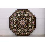 Fine quality 18th century-style pietra dura table top of octagonal outline,