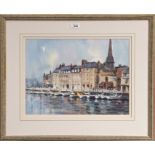 *Andrew King (b. 1956), watercolour - Sailing Boats, Honfleur, signed, in glazed frame, 30cm x 43cm.