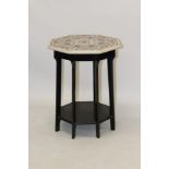 Eastern ebonised and pietra dura-topped occasional table,