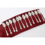 Set of twelve American silver teaspoons with engraved initials (stamped - R. W. R. S. Sterling).