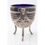 George III silver sugar basket of cauldron form,