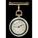 Cartier gold, diamond and enamel fob watch,