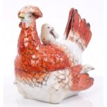 Victorian Staffordshire pottery hen and chick tureen and cover, circa 1880,