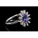 Tanzanite and diamond cocktail ring,