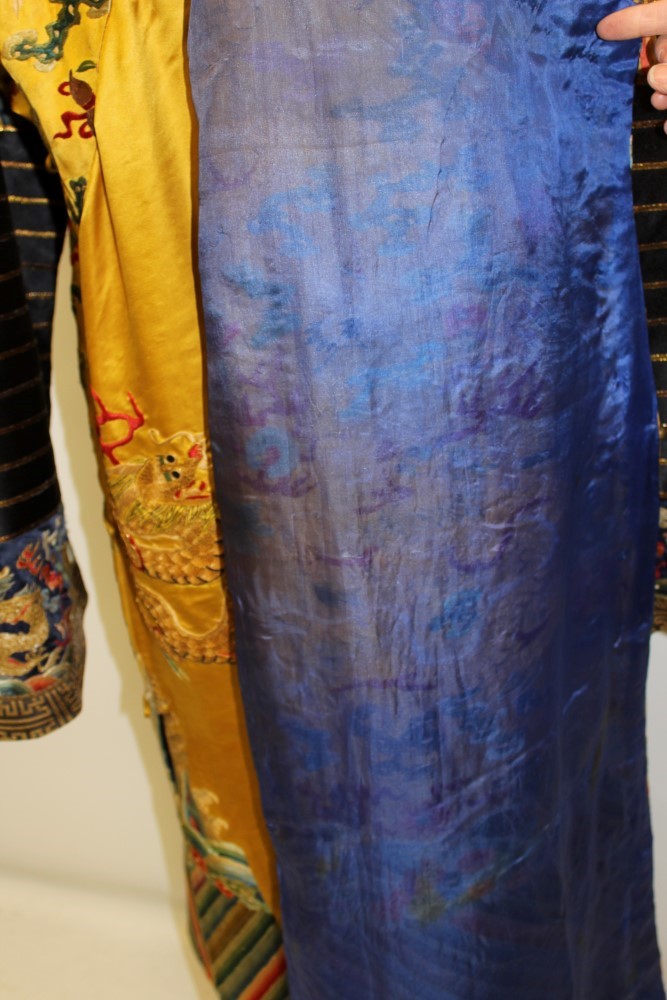 Early 20th century Chinese Dragon robe - Imperial yellow silk dragon and other symbols and motifs, - Image 8 of 10