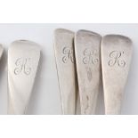 Ten late Victorian Old English pattern dessert spoons with engraved initial - R (London 1900),