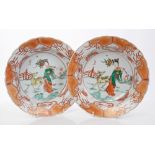 Fine pair of early 18th century Chinese Kangxi famille verte plates - finely painted with goddess