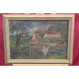 Henry Collins (1910 - 1994), oil on board - landscape, signed and dated '54, in gilt frame,