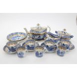 Early 19th century Miles Mason blue and white tea and coffee service with printed Brossley pattern