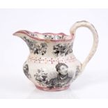 Rare George IV commemorative pink lustre jug decorated with portrait of the late King,