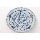 18th century Delft blue and white charger with floral decoration, 30.