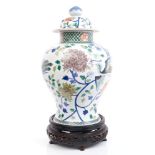 19th century Chinese famille verte baluster jar and cover with finely painted phoenix and flowering