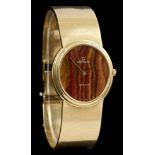 1970s gentlemen's Morado Zenith gold (18ct) wristwatch with oval agate dial, gold hands,