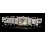 Art Deco ladies' Jaeger white gold (18ct) and diamond set cocktail bracelet watch,