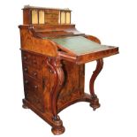 Good Victorian figured walnut piano top davenport,