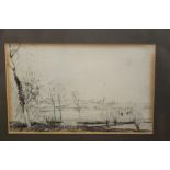 Thomas Churchyard (1798 - 1865), pencil sketch - landscape, in glazed frame,