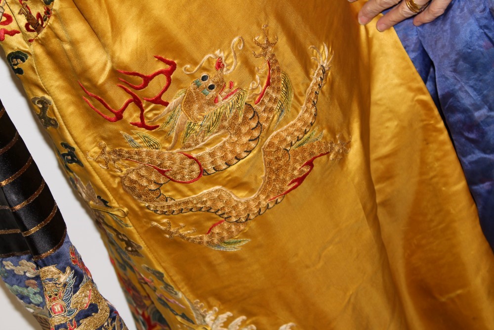 Early 20th century Chinese Dragon robe - Imperial yellow silk dragon and other symbols and motifs, - Image 7 of 10
