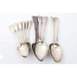 Pair George III silver Old English pattern tablespoons with engraved initials(London 1798),