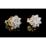 Pair diamond cluster earrings,