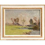 Peggy Somerville (1918 - 1975), oil on canvas - River Landscape, signed and dated 1971, framed,