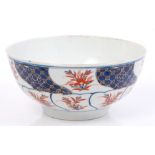 18th century Worcester bowl with Imari palette segmented floral decoration, circa 1770, 15.