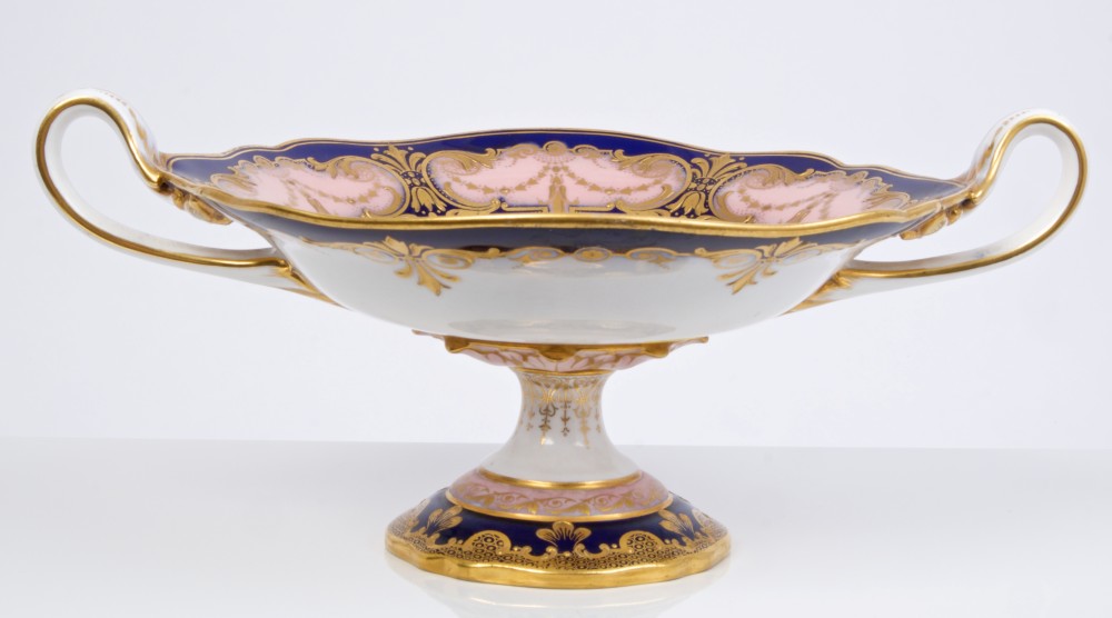 Fine Royal Worcester comport with finely painted still life of fruit, signed - R. - Image 2 of 3