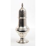 Victorian silver caster of double baluster form in the Georgian style,