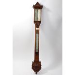 Victorian stick barometer by Dolland, London with twin ivory scales '10am yesterday' '10am today',