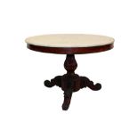 Mid-19th century Continental mahogany and marble-topped centre table,