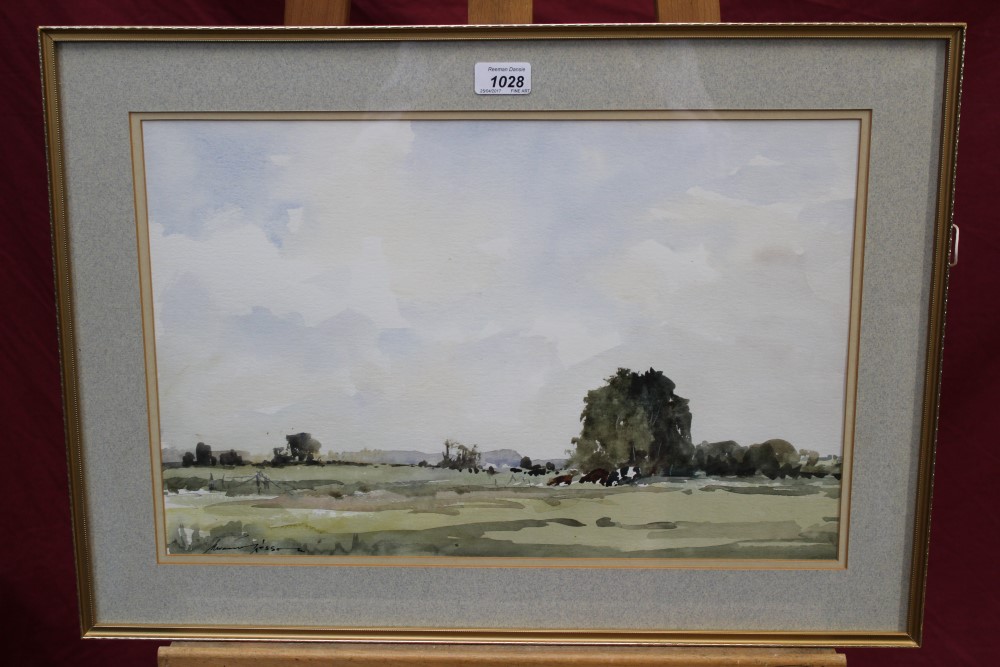 *Edward Wesson (1910 - 1983), watercolour - Norfolk Landscape, signed, in glazed gilt frame, 31.