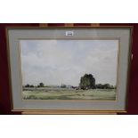 *Edward Wesson (1910 - 1983), watercolour - Norfolk Landscape, signed, in glazed gilt frame, 31.