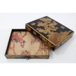 Fine 18th / 19th century Japanese black and gilt lacquer box of rectangular form,