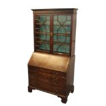 George III mahogany bureau bookcase,