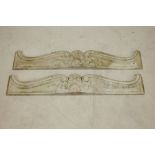 Pair of 19th century carved white marble fireplace friezes,