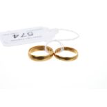 Two gold (22ct) wedding bands CONDITION REPORT Total gross weight approximately 5.
