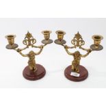 Pair of 19th century French Empire-style ormolu candlesticks,