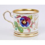 19th century Coalport two handled loving cup with painted floral decoration and name 'Anne Cope'