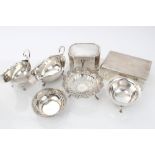 Selection of Edwardian and other early 20th century silver - including two sauce boats, sugar bowls,
