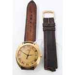 1970s gentlemen's gold (18ct) Baume & Mercier Quartz wristwatch with gilt dial,