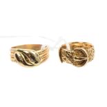 Edwardian gold snake ring in the form of two interwoven snakes, with diamond set eye (Chester 1907).